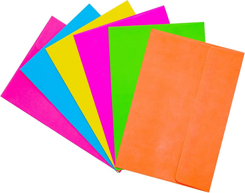 Paper Junkie 112 Pack Bright Neon Colored Envelopes with Self-Adhesive, Bulk Set for 4x6 Invitations, Greeting Cards