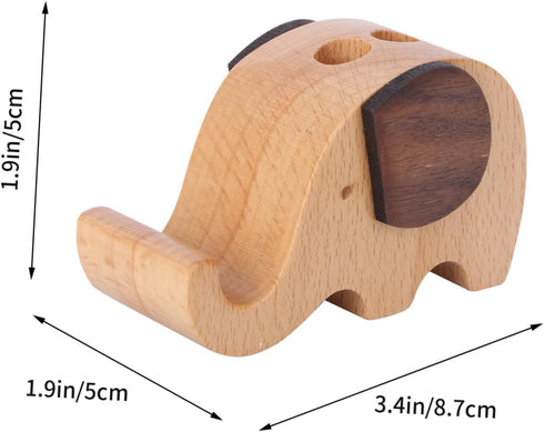 STOBOK Cute Wooden Animal Cell Phone Holder, Elephant Smartphone Stand, Office Desk Organizer