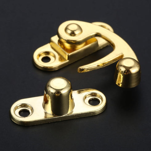 Yetaha Antique Hook Hasp, 6PCS Zinc Alloy Right Lock Clasp Toggle Latch Buckles for Vintage Wooden Box, Gold