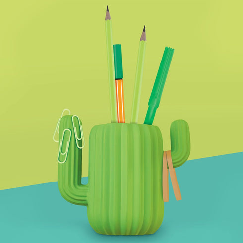 Mustard Pen Holder - Green Cactus Desktop Organiser