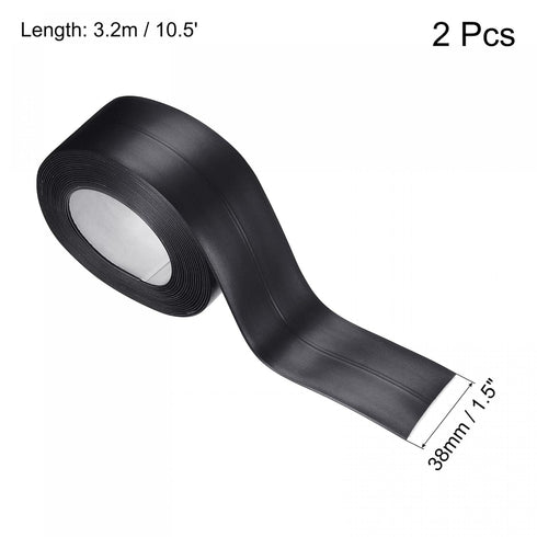 uxcell Waterproof Seal Caulk Strip Tape Self Adhesive 1.5"W x 10.5'L PVC Sealing Tape for Kitchen Bathroom Black 2Pcs