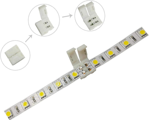 10 Pcs Strip to Strip Unwired Gapless Solderless Snap Down 2 Pin Single Color LED Light Strip Connector for 10mm Wide 5050 2835 5630 Single Color Flex LED Strips by D DrNeeko