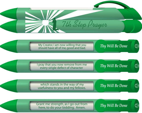 Recovery Pens, 3rd Step/7th Step/Happy Joyous Free Pen Trio, Rotating Message 6 Pen Set