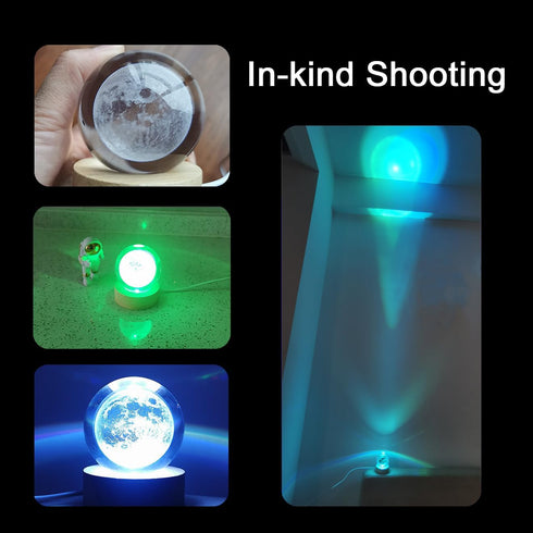 Zabalar 3D Crystal Moon Ball Light with Colorful LED Light Base,Valentine's Day Gift,Color Changing Table Lamp