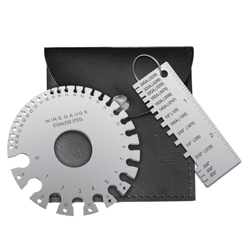 Professional Wire Gauge Measuring Tool - Set of 2, Stainless Steel Metal Thickness Gauge & Dual-Sided Round Gauge