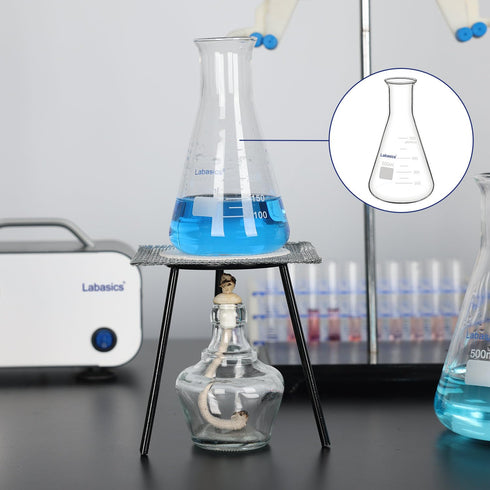 Glass Wide Mouth Erlenmeyer Flask, 250 ml Borosilicate Glass with Heavy Duty Rim, Pack of 1