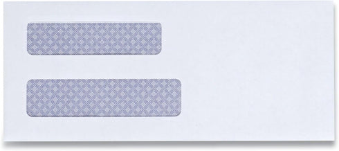 Universal Double Window Business Envelope, 8 5/8, Square Flap, Self-Adhesive Closure, 3.63 x 8.63, White, 500/Box