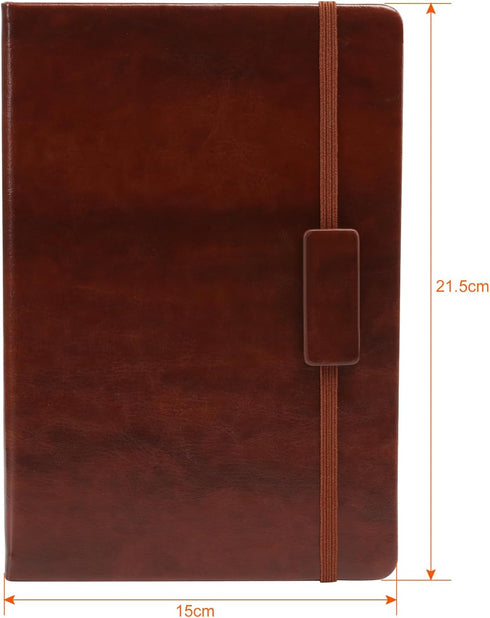 Kesoto A5 Classic Ruled Leather Hardcover Writing Notebook 5.7'' x 8.5'' Lined Journal Diary with Elastic Closure and Expandable Paper Pocket (200 Pages)