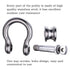 6 Pack Mini Stainless Steel D Ring Shackles, Removable U-Shaped Pulley for 1/4 Inch Wire Rope
