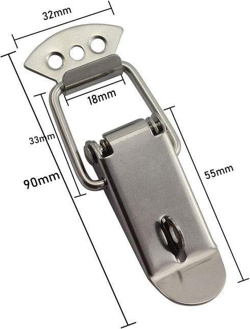 Tegg 2-Pack Spring Loaded Latch Catch Toggle Stainless Steel Safety Security Hardware Fitting Duckbill Tensionlock Hasp for Cabinet Boxes Suitcase 74mm