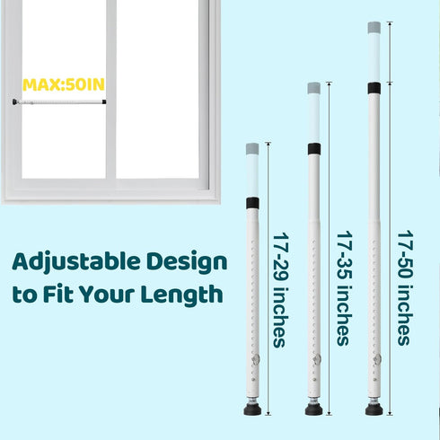 POKUSI 18-50 inches 1 Inch Sliding Door Lock, Adjustable Sliding Door Security Bar, Heavy Duty Sliding Glass Door Lock