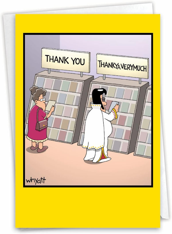 NobleWorks - Funny Thank You Paper Card with 5 x 7 Inch