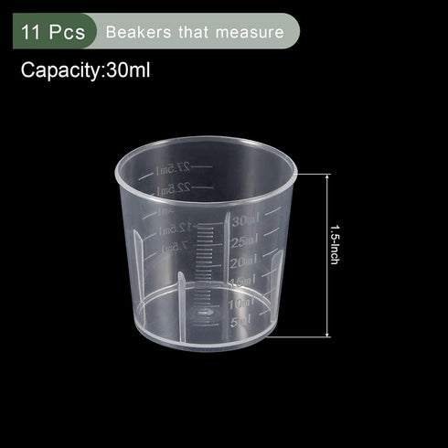 YOKIVE 11 Pcs Plastic Beaker, Liquid Measuring Cup for Laboratory, Kitchen, Daily Use, Clear White