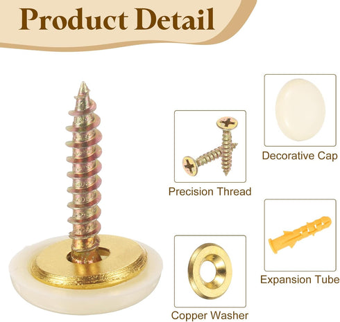 uxcell 8 16.8 mm Pcs Decorative Caps Cover Nails, Zinc Alloy Screw Covers Caps Mirror Fixing Screws for Mirrors, Coffee