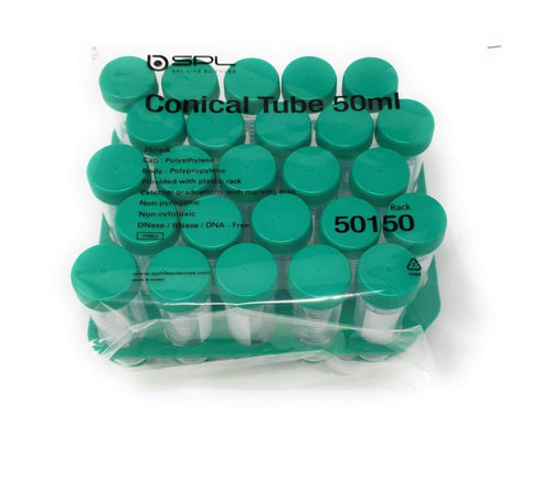 SPL 50ml Conical Centrifuge Tube PP/HDPE with PP Racks, Sterile, Non-pyrogenic, Non-cytotoxic, DNase/RNase-Free, Human