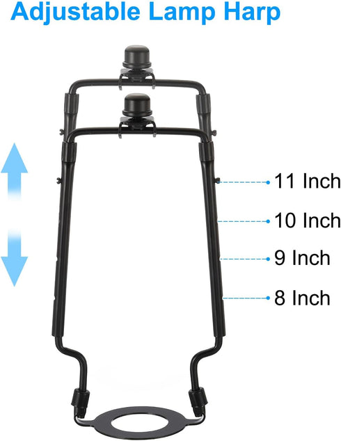 8 9 10 11 Inch 2 Set 3/8 E14 E26 E27 PATIKIL Lamp Harp Kit with Finial, Adjustable Lamp Shade Bracket Holder with IP