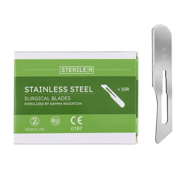 10R Dermaplane Blade,Sterile Surgical Blades,Stainless Steel Scalpels Surgical,Scalpel for Dermaplaning(Box of 100,Individually