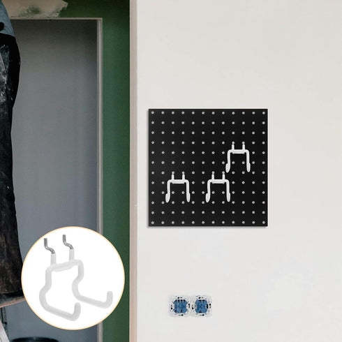 2pcs CHILDWEET White Pegboard Hooks Garage Wall Tool Hangers Metal Utility Hooks for Workbench Storage and Organization