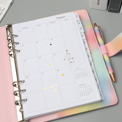 Pink PU Leather Budget Binder Cover for A5 6-Ring Money Organizer, Refillable Loose Leaf Receipt Notebook with Card