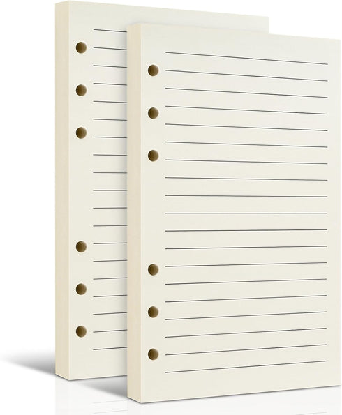 Tofun 2 Packs A6 Refillable Line Paper for 6-Ring Binders, Planner, Traveller Journal,