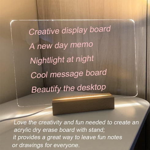 Dry Erase Board 11.8 * 7.87", Acrylic Board with LED Light Holders, 2 Pack White+Orange for Creative Ideas