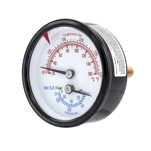 PIC Gauges TRI-RC-254R1.75-D Commercial Tridicator, 2.5" Dial, Black Steel Case, 0/75 psi Range, 1/4" Male NPT
