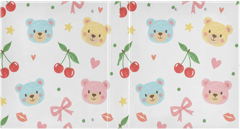 Wassud 3 1.5 Inch A4 2 Pack Crayon-Style Bears Ring Binder with Clip Round Ring Organizer with Clear Pocket Decorative