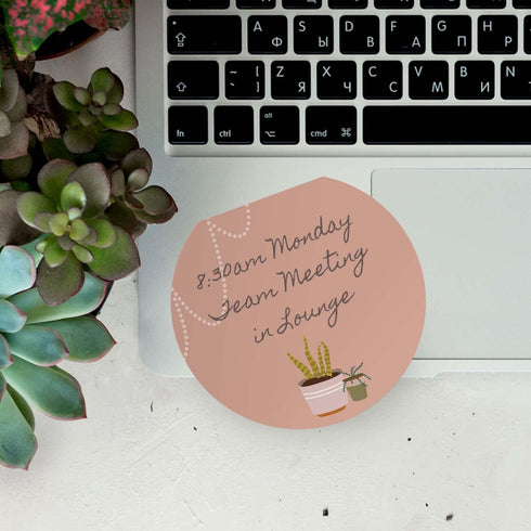 Plant Theme Sticky Note Pad Assortment, Set of 3 Round Flat Top Plant Lady Note Pads, 50 Sheets Per Pad