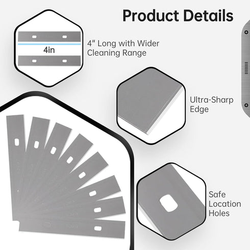 4" 100 Scraper Blades, Pcs Replacement Scraper Razor Blades, Ultra-sharp Scraper Razor Blades, Single-Edge Razor Blades