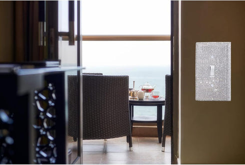 Silver Bling Rhinestones Single Toggle Switch Light Switch Cover Plates - Cute Sparkling Wall Plates for Home