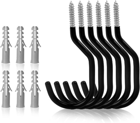HORUSDY 6 Pack Heavy Duty Bike Hook, 6 inches, 100LBS Capacity, Garage Wall and Ceiling Bike Hooks