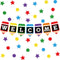 Whaline 57 Pieces Colorful Pencil Design Welcome Bulletin Board Set Back Banner Star Dots Shape Cutouts for Classroom