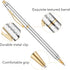 Unibene Slim Metallic Retractable Ballpoint Pens, Carved Chrome & Gold, 6 Pack Black Ink, Nice Gift for Office Students
