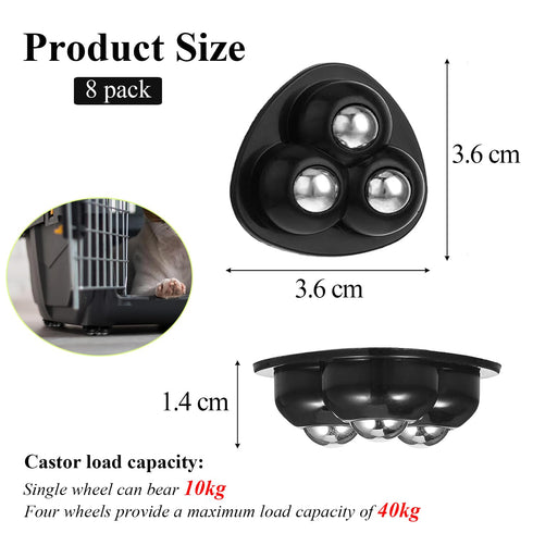 Wopanxye 8 Pack 360 Self Adhesive Castor Wheels, Small Ball Casters Wheel, Swivel Mini Roller Stick-on Pulley Sticky