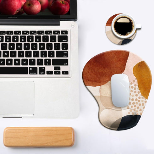 DOOKE Ergonomic Mouse Pad with Wrist Support and Coaster, Non-Slip PU Base for Home Office Working