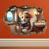 Mouse Sitting on Toilet in Mouse Hole Decal - Sticker with 3D