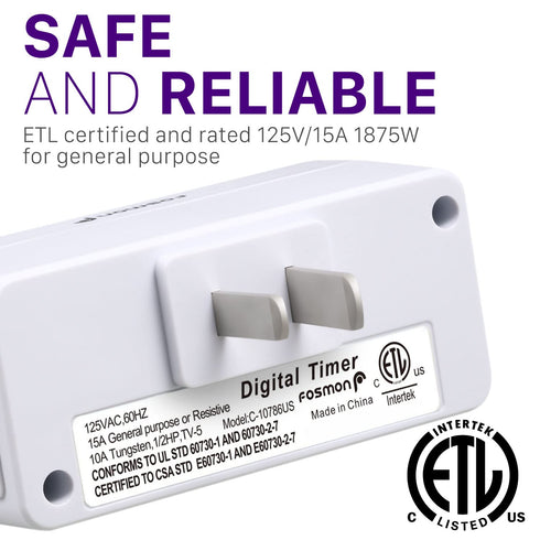 Fosmon 7 Day Programmable Digital Timer, Indoor Plug-in Light Timer Switch for Appliances, 2 Pack