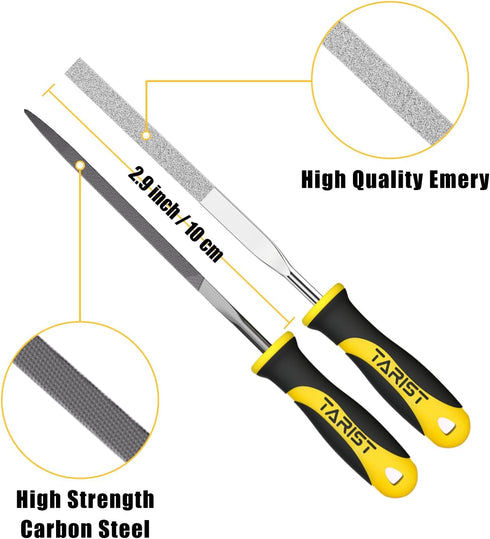 12PCS Needle File Set with Tool Bag, Small File Set includes 6 Jeweler Files & 6 Steel Files for Metal, Wood, Leather