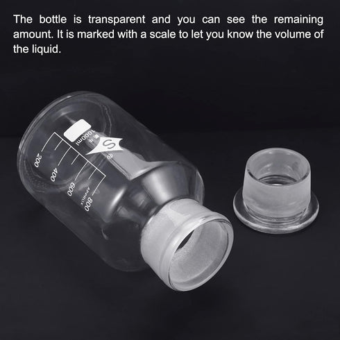 PATIKIL 1000mL Reagent Media Bottle, 1Pcs Round Graduated Glass Storage Bottle with Clear Cap