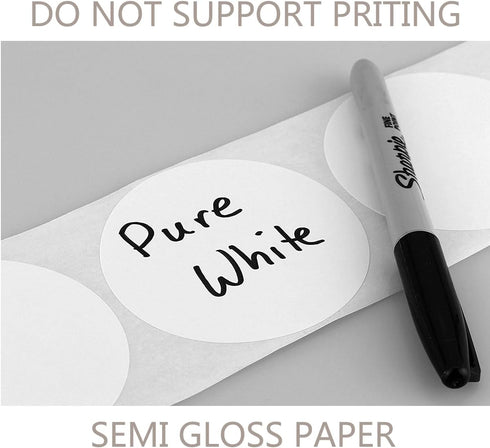 Hybsk White Color Coding Dot Labels, Round Semi Gloss Paper Stickers, 2 inch Adhesive Label