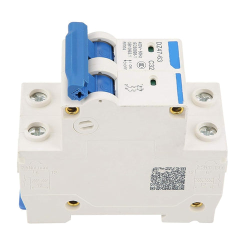 DZ47-63 RCCB Double Pole Circuit Breaker 32A 220/380V for Home Decoration, Engineering Construction, Network