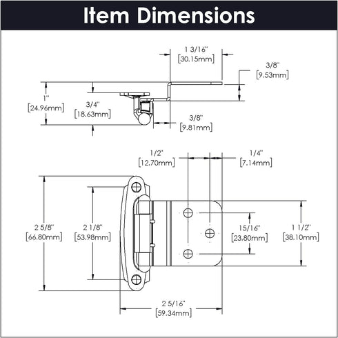 Hickory Hardware P243-VP Variable Overlay 3/8 Inch Inset Surface Mount Face Frame Hinge - Vibra Pewter Finish