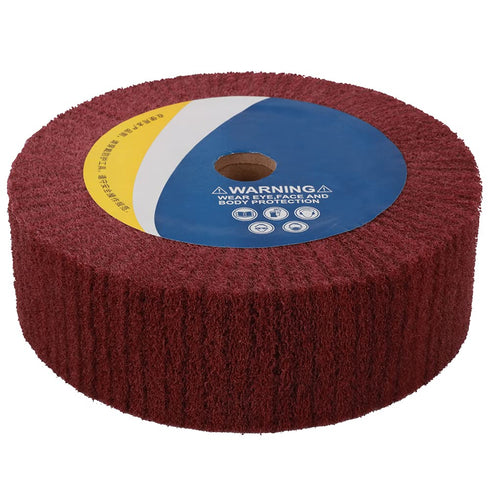 6inch Non-Woven Abrasive Grinding Flap Wheel, 240 Grit Red Nylon Fiber Scouring Pad for Rotary Tool