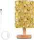 ALAZA Bedside Table Lamp for Bedroom Yellow Daisy Floral Bee Nightstand LED