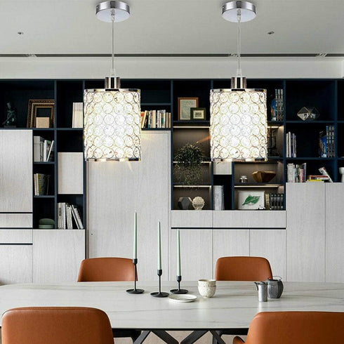 60W 110V (2 Pack) Modern Crystal Chandelier Lighting LED Light Crystal Ceiling Light Crystal Pendant Lamp Adjustable