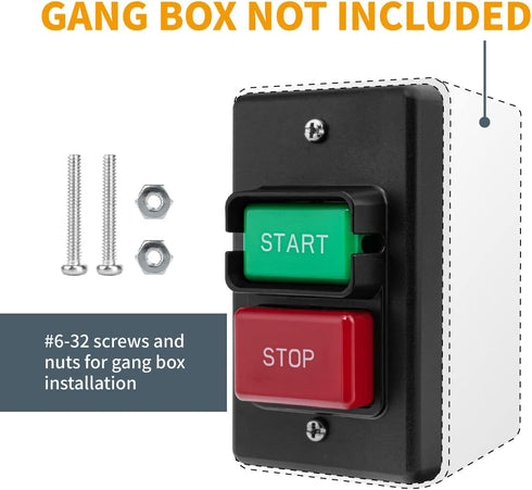 POWERTEC 120V/230V Dual Voltage Single Phase On/Off Switch, 3HP, UL Certified. Included Screws for Gang Box Installation. Fits Table Saw, Router Table, Drill Press, Bench Saw, Band Saw (71652) by POWERTEC