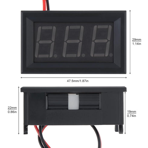5 Pack DC 5-120V Digital Mini Voltmeter 2 Wire 0.56 inch LED Display Panel for Motorcycle Battery Monitor (Blue)