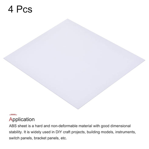 MECCANIXITY White ABS Plastic Sheet - 10x8x0.02inch for Building Model, DIY Crafts, Panel - Pack of 4.