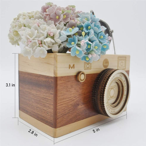Zak-ka Camera Wooden Pencil Holder, Creative Desktop Organizer for Office Home