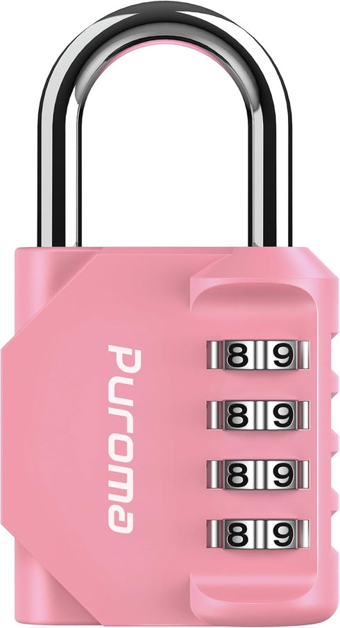 Puroma 1 Pack Waterproof Combination Lock, 4 Digit Padlock for School Gym Locker, Outdoor Storage (Rose Pink)